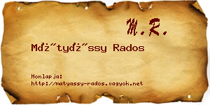 Mátyássy Rados névjegykártya